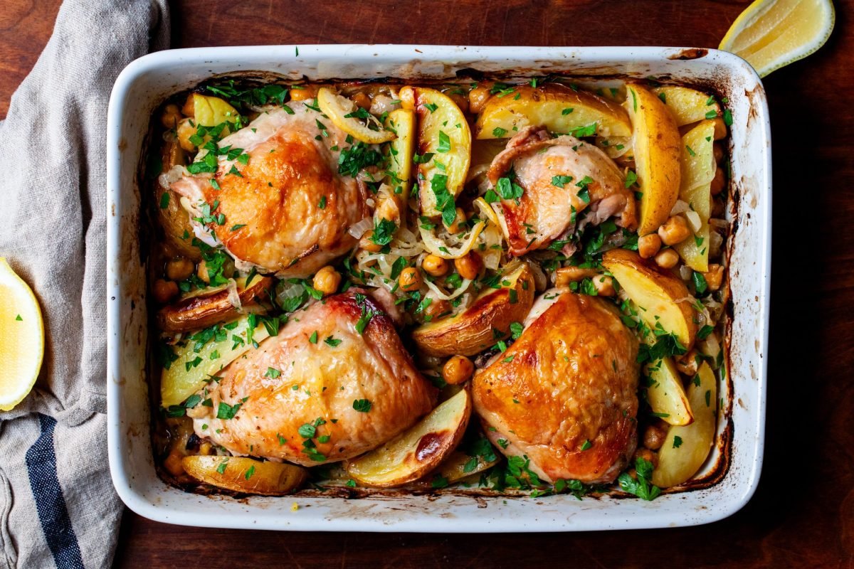 lemon chicken with potatoes and chickpeas – smitte…