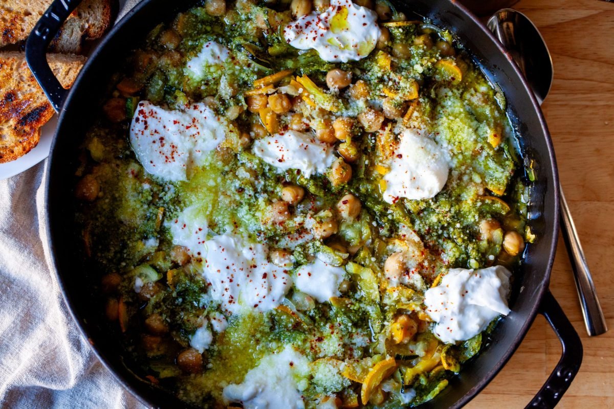 braised chickpeas with zucchini and pesto – smitte…