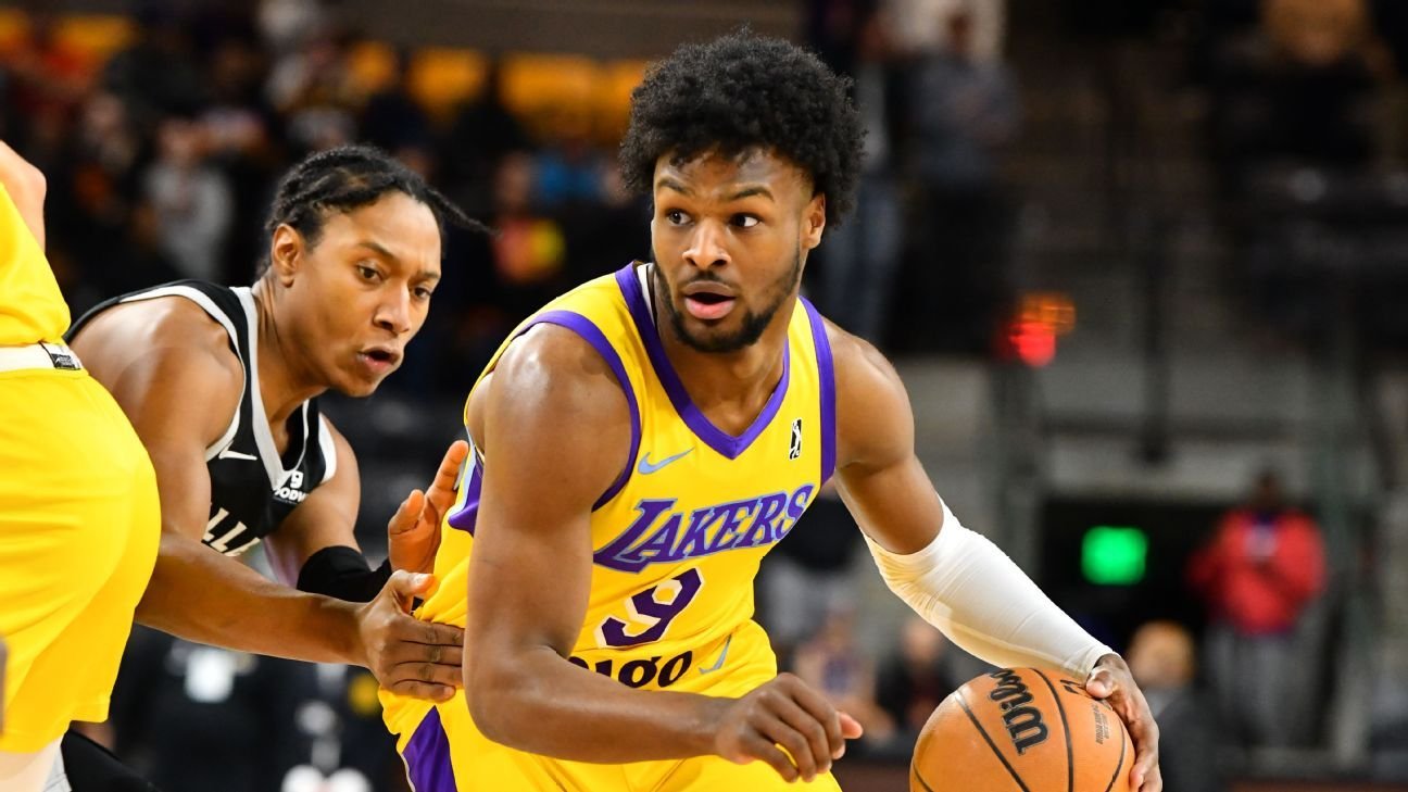 Bronny James stars in road debut for South Bay Lakers Bronny James stars in road debut for South Bay Lakers