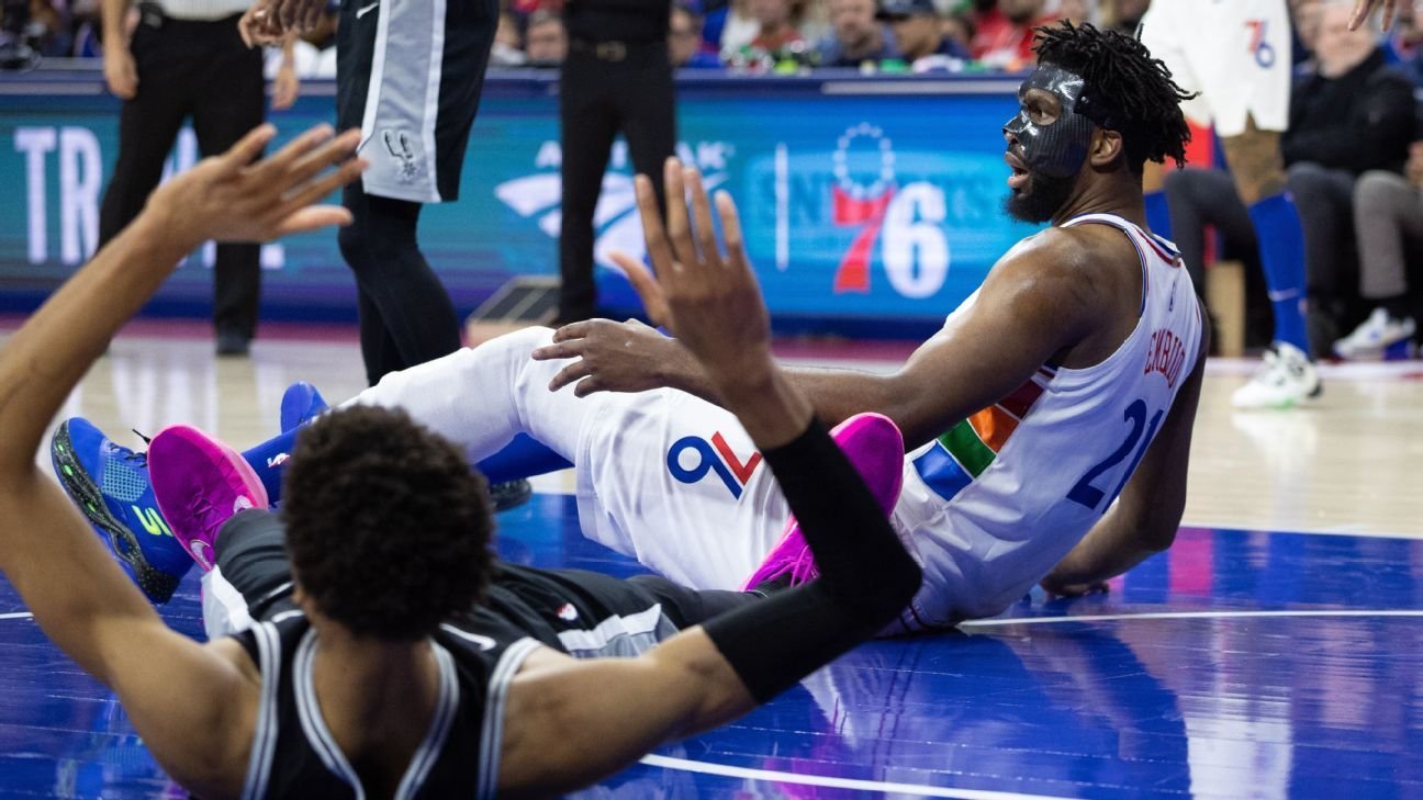 76ers’ Joel Embiid ejected in chaotic opening half vs. Spurs