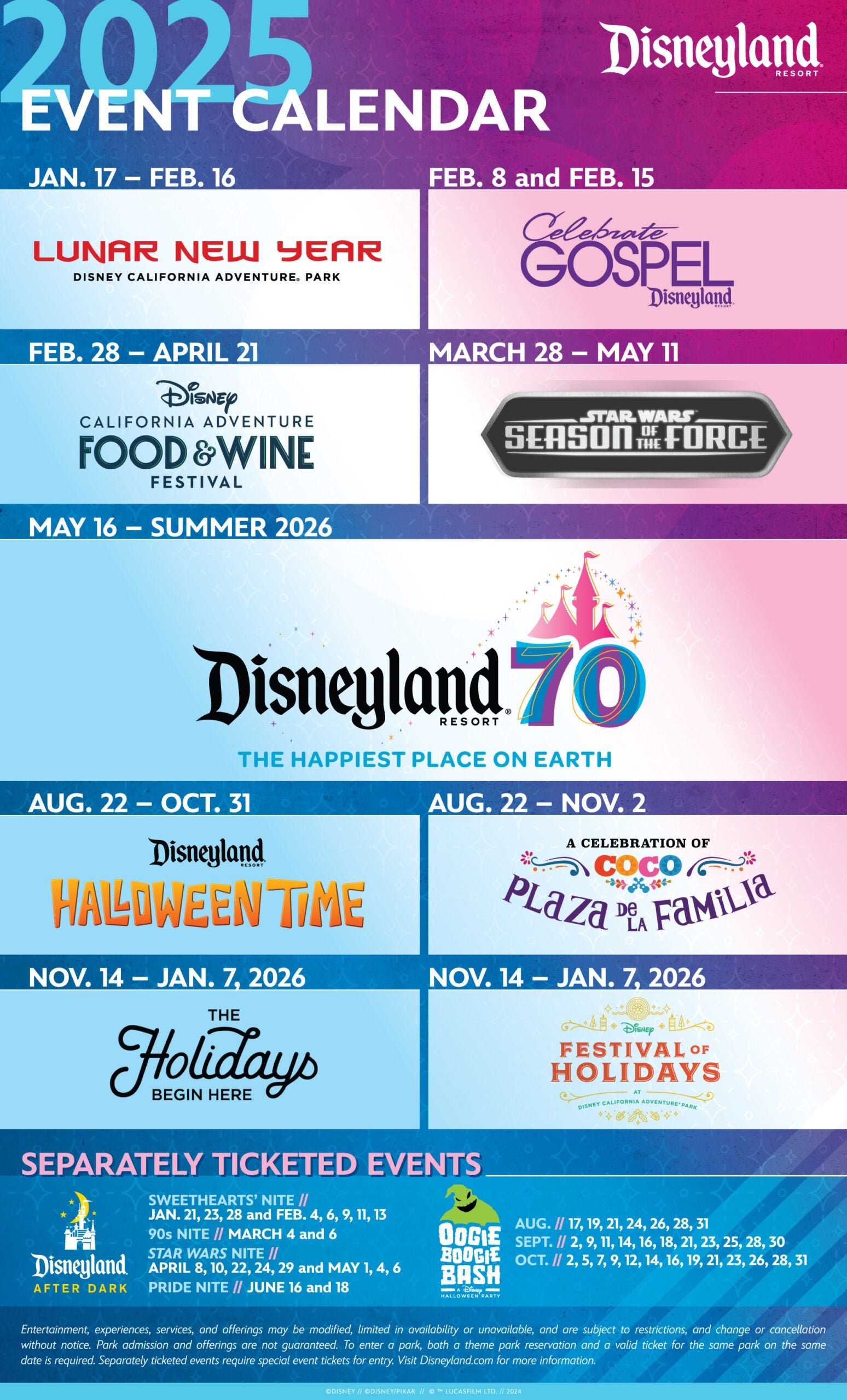 Disneyland announces its 2025 special events sched…
