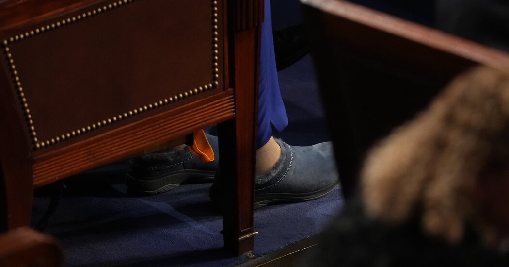 Pelosi Returns to Congress After Hip Surgery, Without Her Signature Stilettos