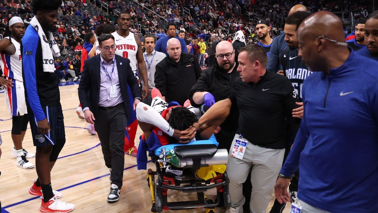 Pistons’ Jaden Ivey suffers leg injury, leaves on stretcher