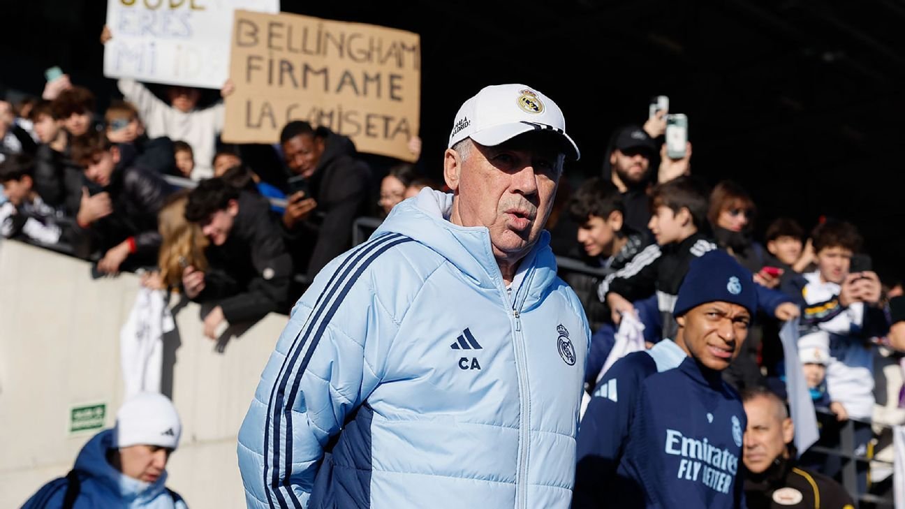 Real Madrid’s Carlo Ancelotti on January sig…