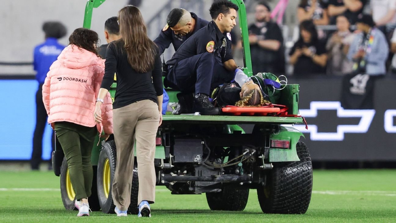 Angel City’s King ‘responsive’ after leaving field on stretcher Angel City’s King ‘responsive’ after leaving field on stretcher