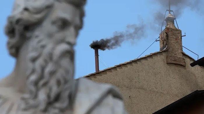 Catholic cardinals signal with black smoke there is no new pope yet
