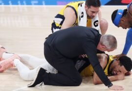 Pacers’ Tyrese Haliburton exits Game 7 with right leg injury