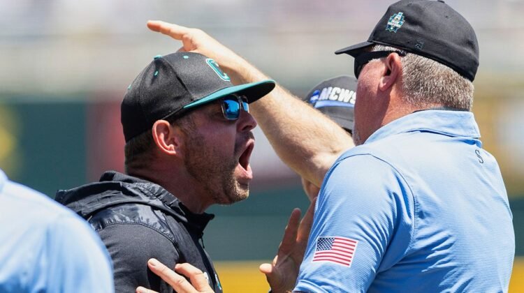College World Series: Coastal Carolina coach ejected in Game 2 College World Series: Coastal Carolina coach ejected in Game 2