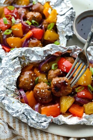 Teriyaki Meatball Foil Packets – Oven, Grill or Ca…