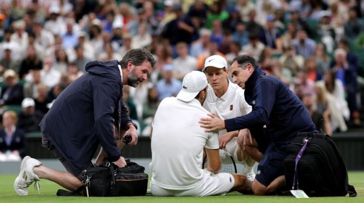 Sinner advances at Wimbledon when injured Dimitrov retires Sinner advances at Wimbledon when injured Dimitrov retires
