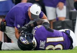 Ravens rookie Bilhal Kone carted off after gruesome knee injury
