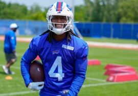 James Cook returns to Bills practice amid contract dispute