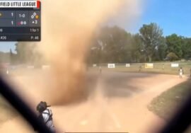 Little League game has close call with dust devil