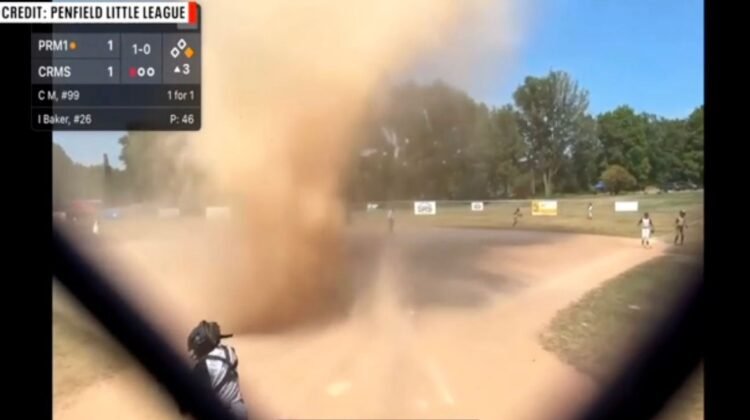Little League game has close call with dust devil