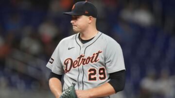 Tigers ace Tarik Skubal (left side) exits after 45…