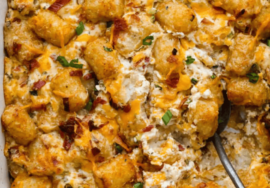 Cracked Out Tater Tot Casserole with Bacon and Ranch