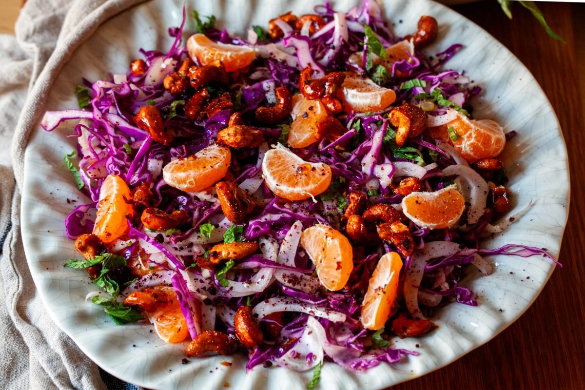 winter cabbage salad with mandarins and cashews – …