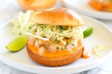 Shrimp Burger Recipe with Lime Slaw
