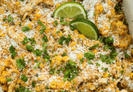 Mexican Street Corn Chicken Casserole with Eloté Flavors