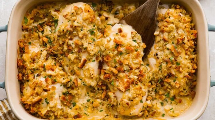 Swiss Chicken Bake (Creamy, Cheesy & Easy!)