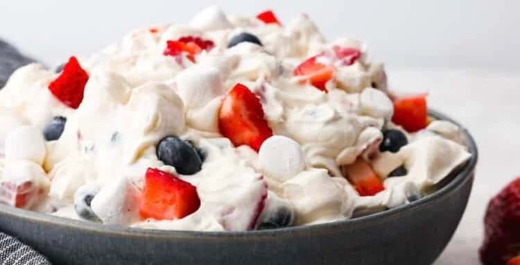 Red White and Blue Cheesecake Salad Red White and Blue Cheesecake Salad
